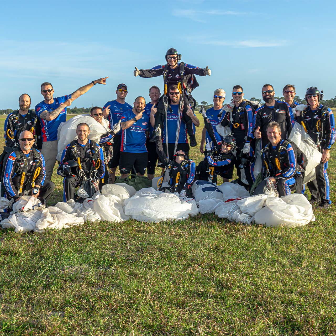 Team Fastrax poses for a group photo after a demonstration jump
