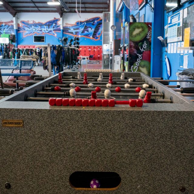 Foozeball game within the hangar at Start Skydiving